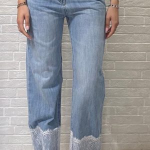 Jeans palazzo con inserto in pizzo You Decide